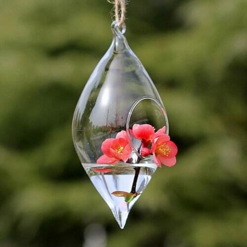Small Packing Two Point Hanging Glass Terrarium Vase Glass Terrarium with one open Wedding Decorative Hanging Glass Decorative