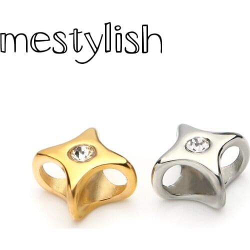 Mestylish 10pcs/Lot 5mm Slider Beads Stainless Steel Square Slider Beads Jewelry Findings Leather Bracelet Slider Beads