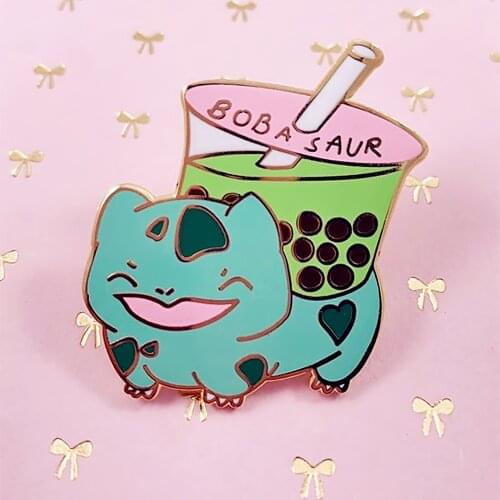 Cute Bulbasaurs Hard Enamel Pin Cartoons Green Monster Metal Badges Video Game Fans Collectible Badge Accessories