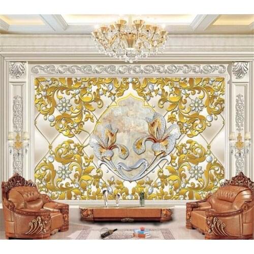 Mural Custom wallpaper Nordic court pattern border lily flower living room background wall painting papel de parede behang