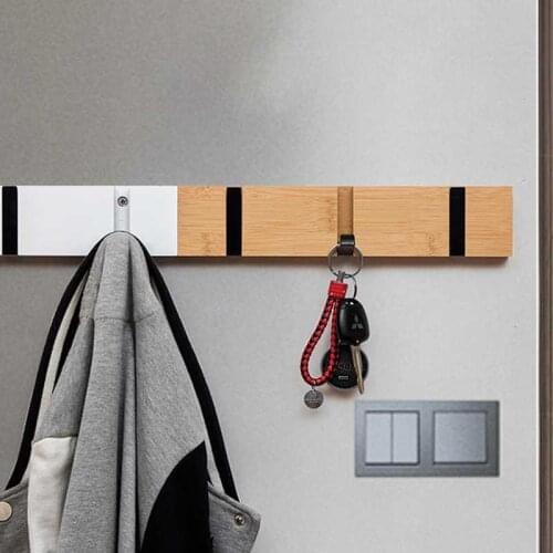 Wall hanging key holder bathroom towel hook home decoration wooden coat hook creative folding door hook clothes shelf LB121315