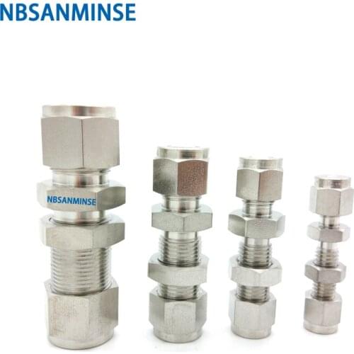 NBSANMINSE 5PCS/Lot BU Bulkhead Union Stainless Steel SS316L Pressure 3000 Psi Air Oil Water Fitting Plumbing Fitting