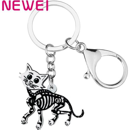 NEWEI Halloween Acrylic Sweet Smile Skull Skeleton Cat Earrings Trendy Drop Dangle Gifts Jewelry For Women Girls Teens s