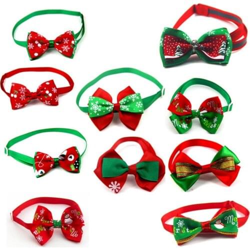 10PCS Adjustable Lovely Cat Dog Collar Bow Tie Christmas Series Neck Strap Dog Grooming Household Pets Cat Puppy Supplies