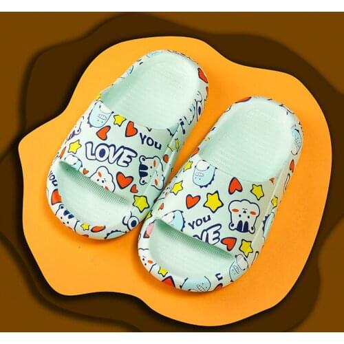 Cartoon Printed Baby Slippers for Boys and Girls Aged 2-10 Lovely Love Letter Household Sandals for Kids