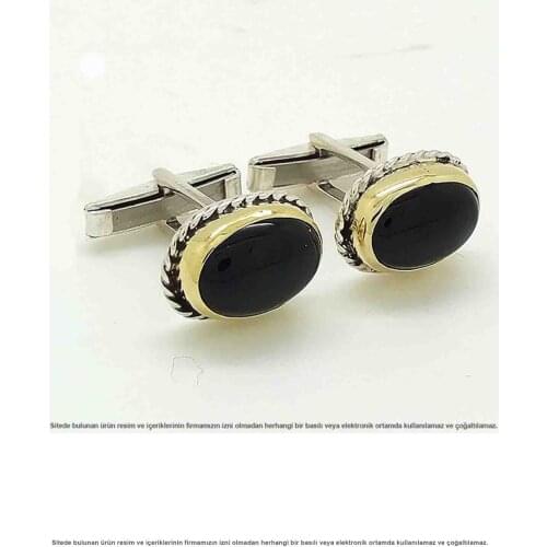 Silver Hand Handwork Black Onyx Stone Cufflinks