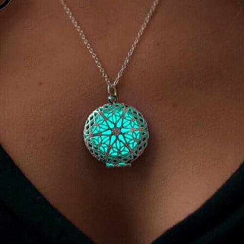Glow In The Dark Glow Jewelry Heart of The Sea Gifts for Her Teacher Gift Steampunk Glow Heart Locket Glowing Pendant Necklaces