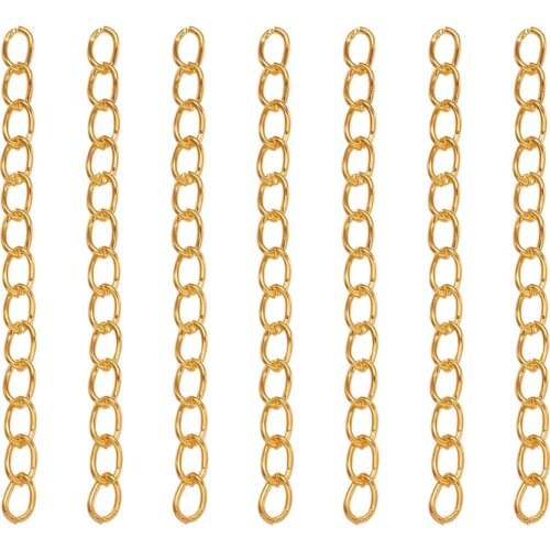 100 Strand Iron Chain Extender Tail Link Connector For DIY Jewelry Making Findings Bracelet Necklace Golden Color 50x3.5mm