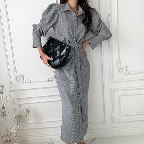 Spring single breasted classic all-match long dress elegant fashion termperament long classic dress outgoing streetwear 2021 new