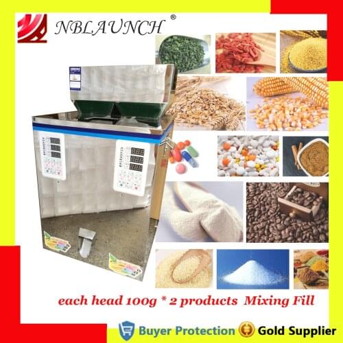 Double Heads Mix Vibrating Filling Scale Mixed Tea Leaves Herb Raisins Seeds Podwer Weighing Racking Machine Mixing Mixed Filler