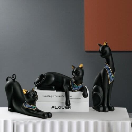 Vintage Ceramic Egypt Cat Figurine Miniature Model Ceramic Modern Art Figurine Ornament Home Decoration Accessories Room Decor