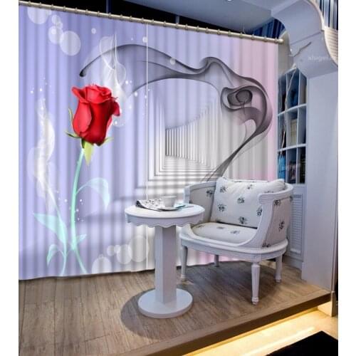 3D Curtain Custom 3D Beautiful Space Roses Curtain Background Curtain Living Room 3D Bathroom Shower Curtain