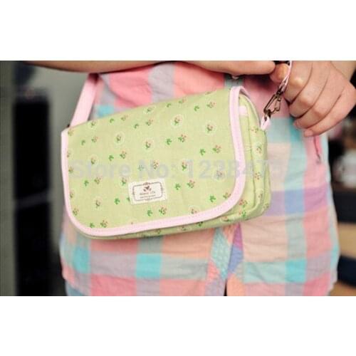 1PCS/LOT Korea Fresh garden flowers series stationery holder women messenger bag flowerlet leisure bag multi-function bag