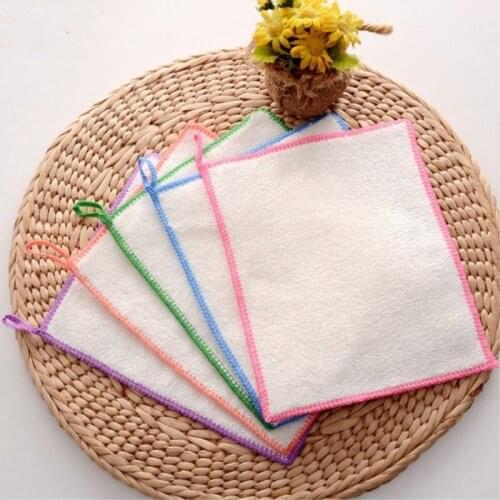 2Pcs Bamboo Dish Cloth Anti-Grease Kitchen Cleaning Cloth Washing Towels Magic Micro Fiber Cleaning Wiping Rags Dishcloth