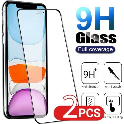 2 Pcs Screen Protector Full Cover For Iphone 12 11 Pro Max Mini XS Max XR X Tempered Glass Film For Iphone 7 8 6 6S Plus SE 2020