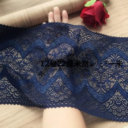 3M/lot Exquisite stretch dark blue lace trims fabric high-end clothing diy skirt lace lace accessories wide 22cm