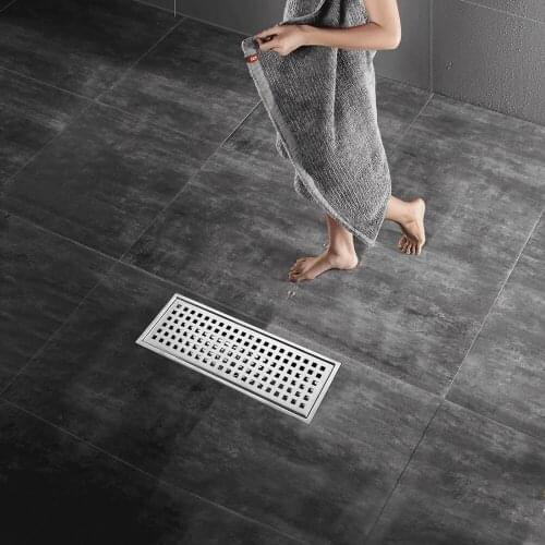 304 Stainless Steel 30cm Tile Insert Rectangular Linear Anti-Odor Floor Drain Bathroom Hardware Invisible Shower Floor Drain