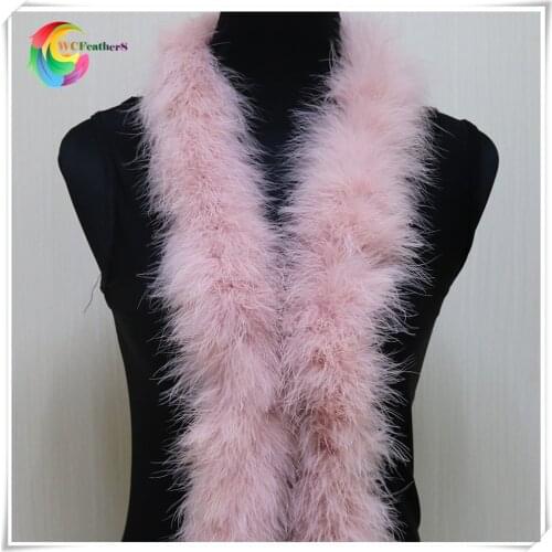 48-50g 2meters long fluffy feather boa dyed leather pink turkey feather boa for party/carnival costumes/party boa Decoration