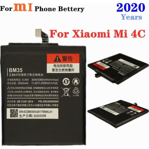 BM35 Battery For Xiaomi Mi 4C M4c Mi4c Phone Battery 3080mAh High Quality Smartphone Replacement Battery