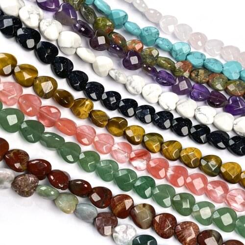 Natural Stone Beads Section Heart Shaped Semi-precious Loose Beads For Jewelry DIY Necklace Bracelet Earring Handiwork Accessory