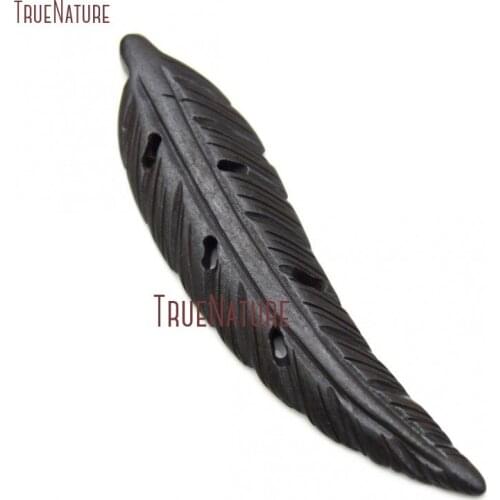 Black Feather Pendant Black Ox Bone Feather Charm Pendant PM19005