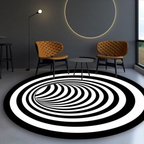 3D Illusion Black White Carpet Areas Rug Non-slip Floor Mat Rug Abstract Geometric Optical Living Room Bedroom vortex rug