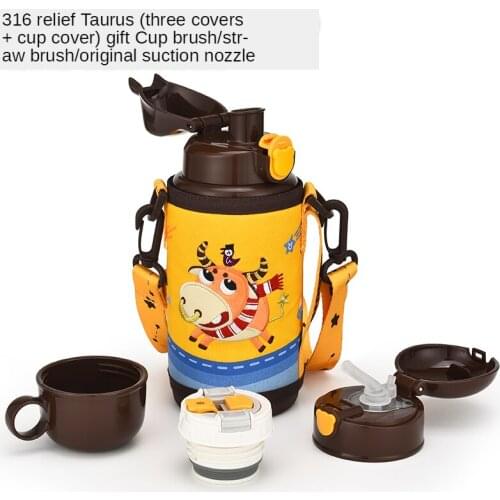 Cartoon Thermos Child Thermos Straw Baby Kindergarten Elementary School Kettle insulated water bottle unicorn lunch box