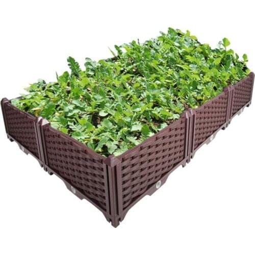DIY Garden Indoor Outdoor Brown Double Row Planter Grow Box Vegetables Flowers Succulents Patio Yard HP00-10/11
