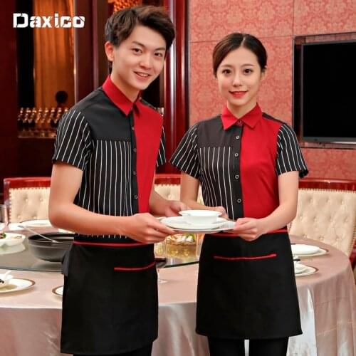 Women Western Restaurant Waiter Uniform Short Sleeve Cafe Waitress Uniform Fast Food Service Shirt Bakery Work Wear