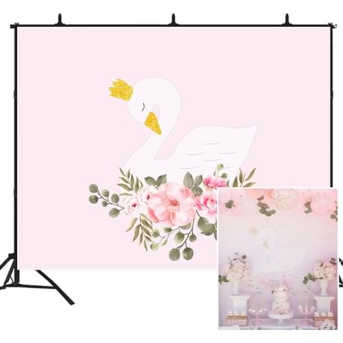 BEIPOTO White Swan Backdrop for photography girl birthday Baby shower supply flower pink photo background cake table banner 232b
