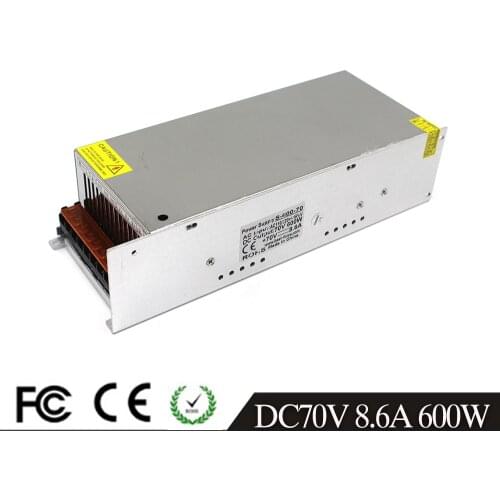 600W 70V 8.6A Small Volume Single Output Switching Power Supply 220V AC DC70V SMPS for Industrial Equipment Machine CNC Motors