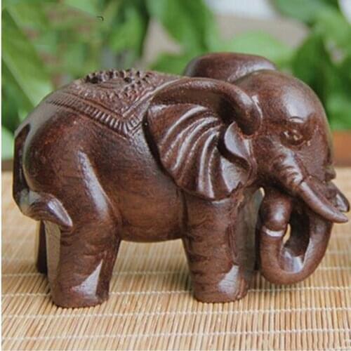 Ebony Wood Carving Elephant Ornament Solid Wood Carving Furniture Porch Office Decoration Crafts Micro Landscaping