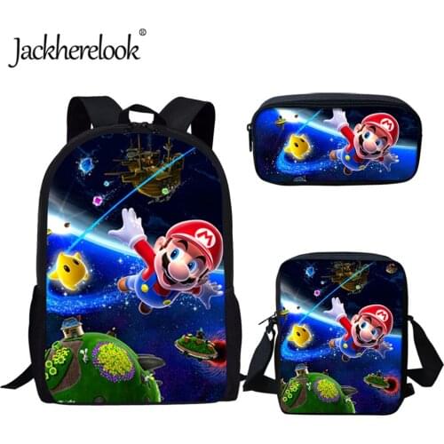 Jackherelook Funny Cartoon Gaxaly Anime Brand Design School Bags 3set for Teenage Boys Girls Rucksack Backpack Student Book Pack