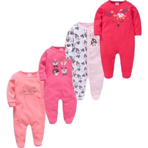 2021 Long Sleeve 3/4 Pcs Newborn Cotton Girls Rompers O-Neck One Piece Baby Boy Clothes 0-3 months Infant Jumpsuit