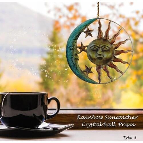 Metal Wall Art Decoration Creative Sun Moon Statue Hanging Ornaments Decor for Home Living Room Garden Home