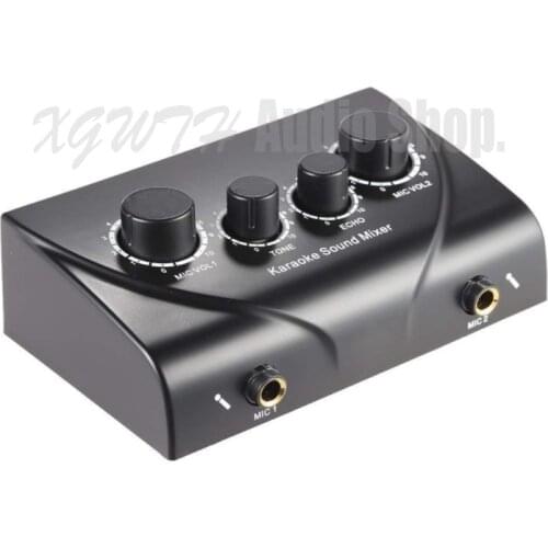 Mini Karaoke Mixer Digital Audio Sound Echo Mixing Console System For 2 Mic Inputs With Cable,for TV PC Smart Phone Amplifier