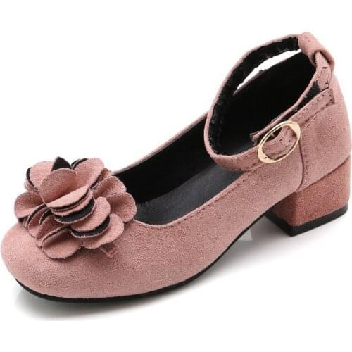 3-12 Prinsess Shoes For Fashion Flower Little Girls Leather Shoe Kids School High Heel Shoe For Party Wedding Child Dress Shoes