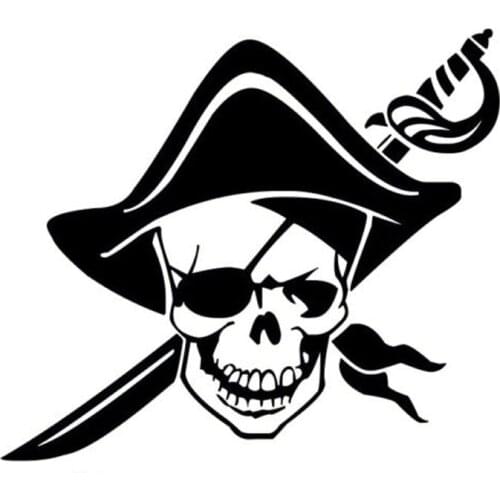 Car Sticker Fashion Personalized Pirate Skull PVC Car Decoration Sticker Waterproof Cover Scratch Black/white, 18cm*15cm