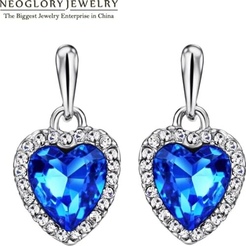 Neoglory Blue Crystal Rhinestone Heart Love Dangle Drop Earrings For Women Girls Friend 2020 New Jewelry Charm Gifts Fashion He1