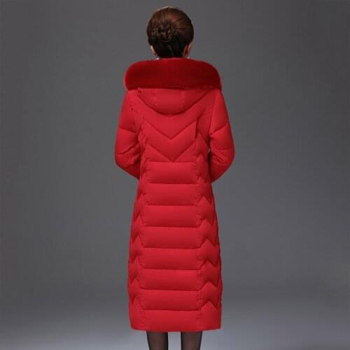 Plus Size Solid Hooded with Fur Collar Slim Womens Thick Coat X-Long 2021 Winter Casual Jacket Women Office Ladies Parka Mujer