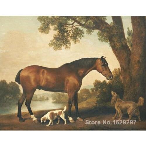 A Bay Hunter A Springer Spaniel And A Sussex Spaniel George Stubbs painting for bedroom decoration High quality