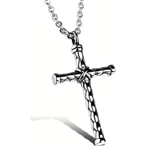 Titanium Steel Cross Pendant Necklace Mens Fashion Hip Hop Retro Gold Sweater O-Chain Link Lovers' Jewelry Charms Accessorie
