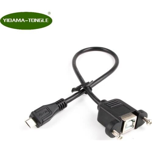 USB 2.0 B Female socket Printer Panel Mount with screw hole to USB Micro B 5 pin 5pin male cable