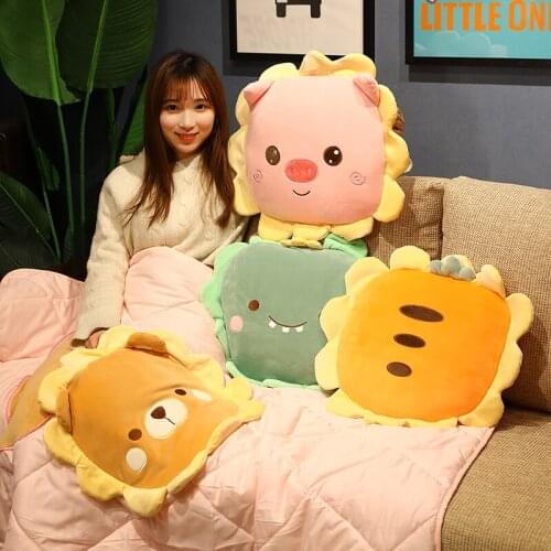 Plush Cartoon Animals Dog Tiger Dinosaur Flower Mat Stuffed Shape Kids Home Soft Plant Colorful Throw Pillow Cushion Decor