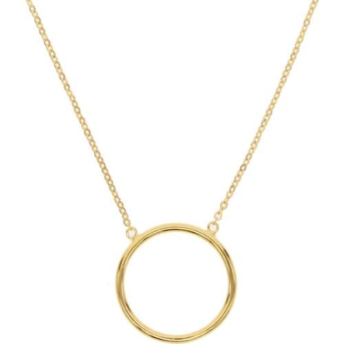 Authentic 925 sterling silver simple design 20mm round circle dainty pendant necklace sparking 45cm chain silver necklace
