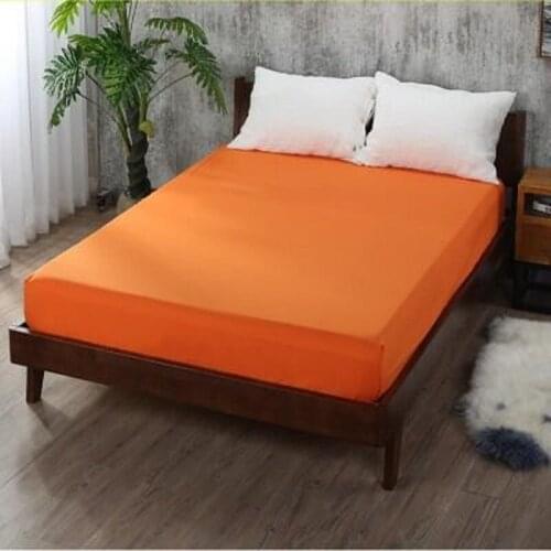 1PCS Fitted Sheet Solid Color Bed Sheets With Elastic Band Double Queen Size 150cm*200cm Mattress Cover 100% Polyester20