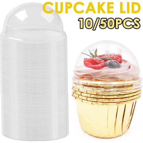 10PCS Cake Cup Ld Transparent Plastic Lid Cupcake Wedding Cake Protection Hat(Only hat, no cake cup)