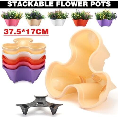 Stackable Strawberry Planter Garden Herb Large Stacking Plastic Veg Flower Pots For Flowers Vegetables and Herbs Plant Pots