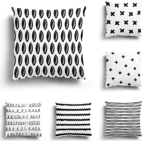 Modern home living room decoration pillowcase sofa cover 45x45cm cushion cover 50x50cm Nordic 60x60 autumn black white simple