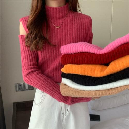 Cropped Bare Midriff New Fashion Girl Spring Summer Knitted Pullovers Slim Short Sweater Women Clothing